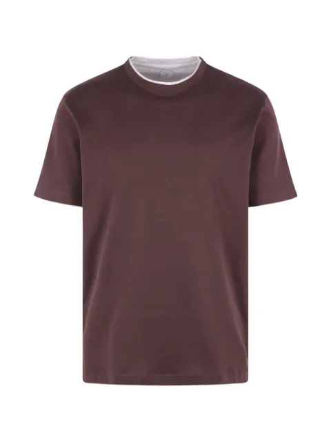 Eleventy layered-neck short-sleeve T-shirt Brown N75TSHJ01TES0N26110