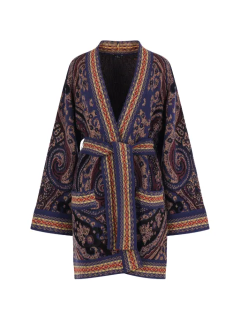 ETRO paisley-pattern belted jacket Blue WRKP0044AQ12S