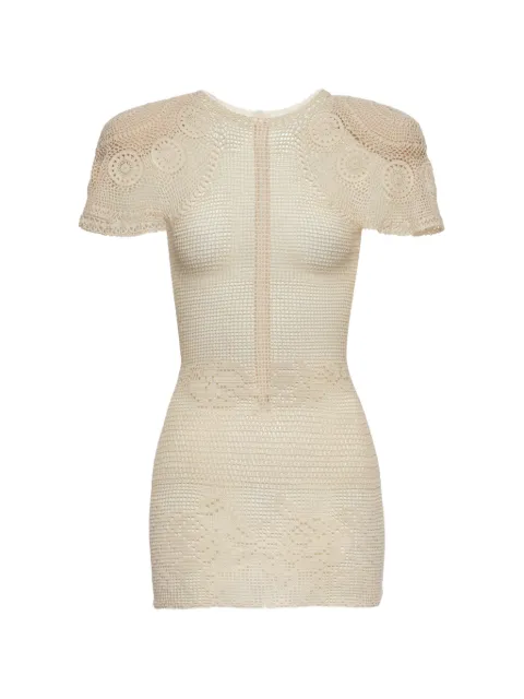 Magda Butrym crochet flared-sleeve mini dress Neutrals 340726
