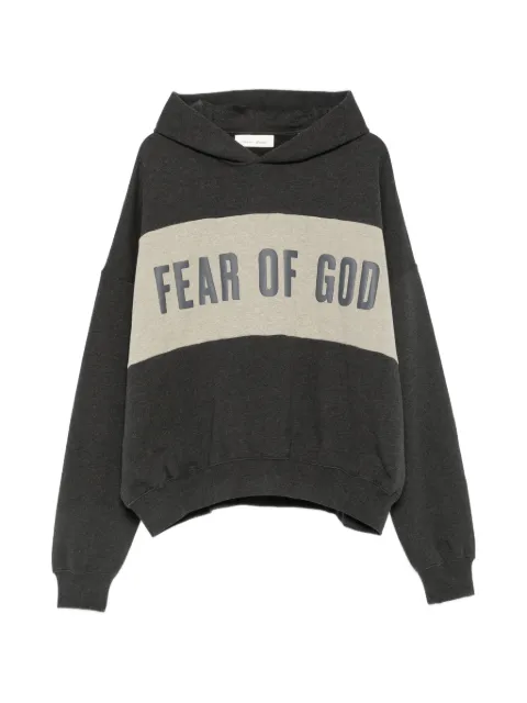 FEAR OF GOD ESSENTIALS cropped Relaxed panelled hoodie Black RW00283