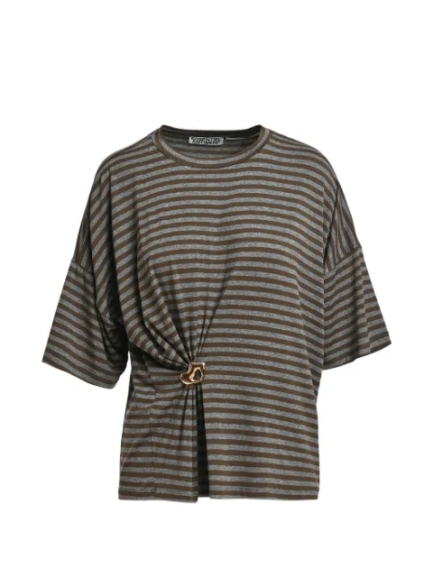 Essentiel Antwerp striped ring-detail T-shirt Green KRISS