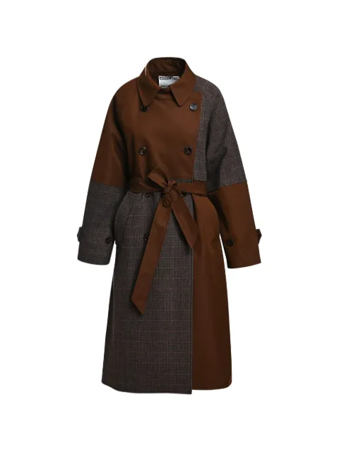 Essentiel Antwerp colour-block double-breasted coat Brown KAGU