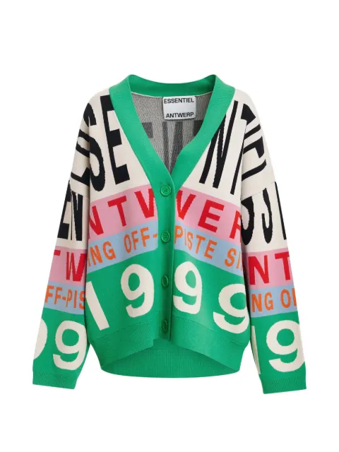 Essentiel Antwerp Kreezer numeric-motif cardigan Green KREEZER