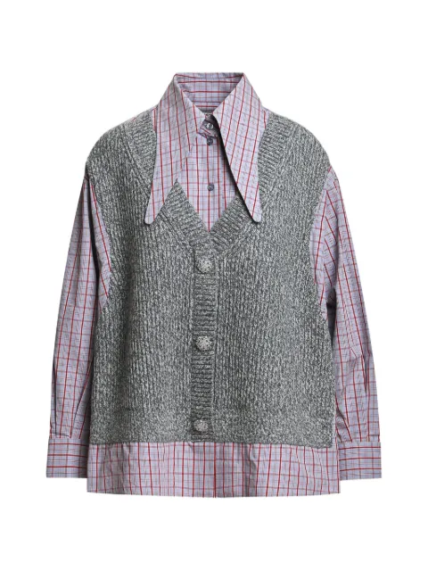 Essentiel Antwerp Kute checked layered-vest shirt Grey KUTE