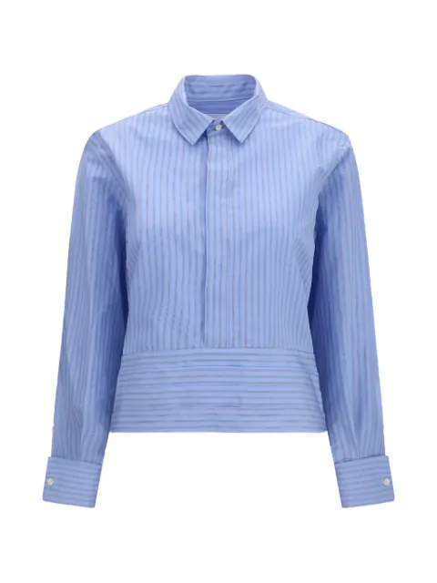 sacai striped-poplin buckle-fastening shirt Blue 2608667