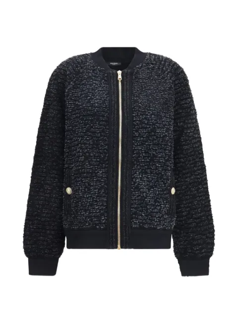 Balmain sequin-embellished bouclé jacket Black HF1TFB20KK12
