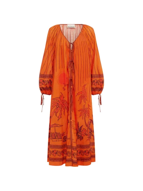 ALEMAIS Boathouse graphic-print midi dress Orange 7270D