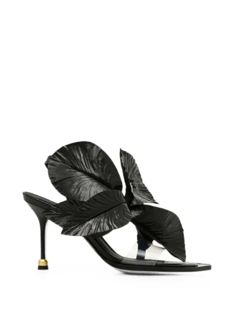 Vanda Novak Daisy floral-appliqué sandals Black BLDDAIDB36