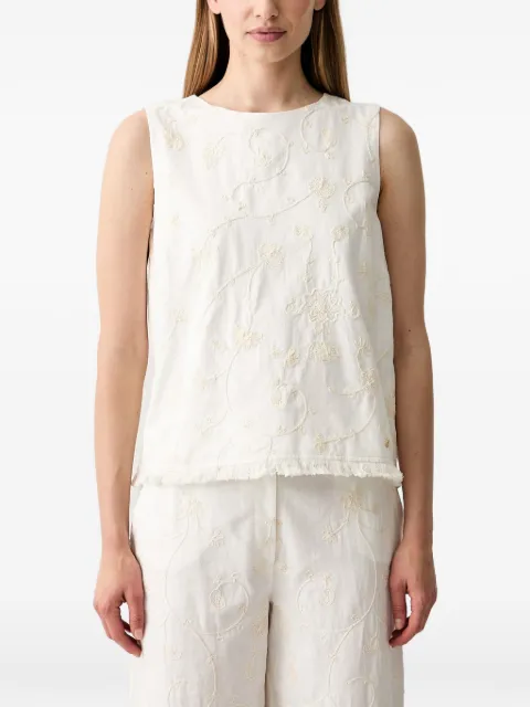 Pedro Del Hierro embroidered fringed top White 7653716