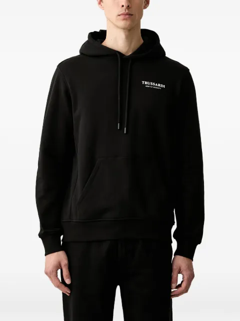 Trussardi logo-print drawstring hoodie Black G8478000250N