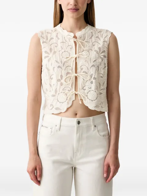 Pedro Del Hierro broderie-anglaise tie-fastening blouse Neutrals 7653725