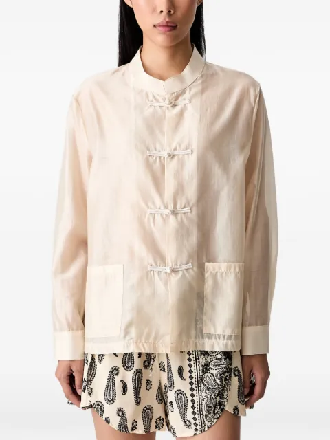 VICOLO frog-fastening band-collar shirt Neutrals TAB2494