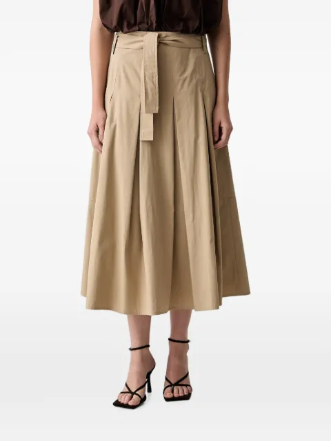 VICOLO pleated belted midi skirt Neutrals TAB0048