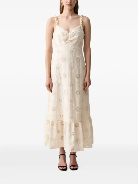 Pedro Del Hierro beaded-strap embroidered maxi dress Neutrals 3813585