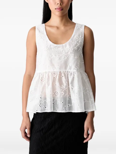 VICOLO broderie-anglaise peplum top White TAB1569