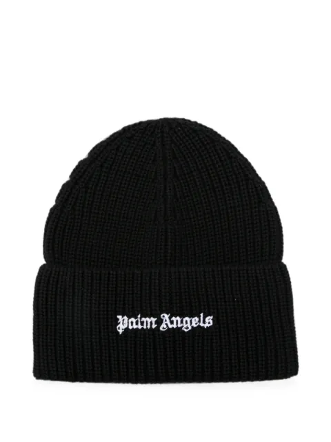 Palm Angels logo-embroidered ribbed-knit beanie Black PAMLC002KN001