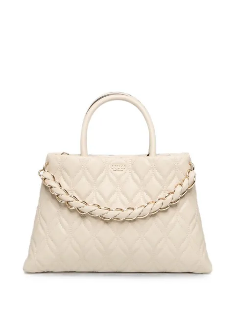 GUESS USA Maxine quilted braided-chain satchel bag Neutrals HWQG9733060LTA