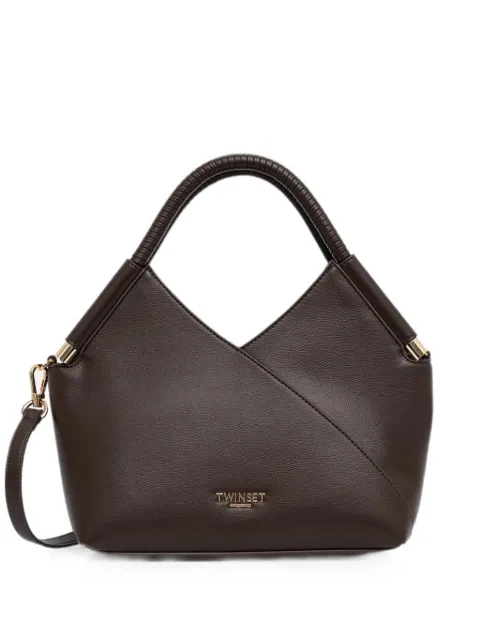 TWINSET wrapped-detail logo-plaque tote bag Brown 262TB7034