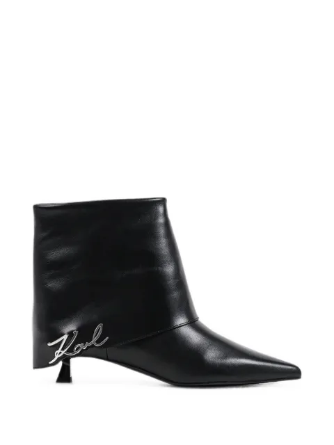 Karl Lagerfeld logo-plaque pointed-toe ankle boots Black KL30141