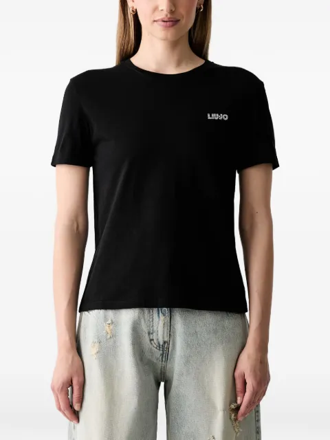 LIU JO rhinestone-logo T-shirt Black WF6348J6308