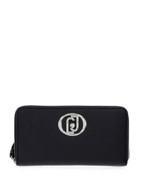 LIU JO logo-plaque pebbled-effect wallet Black AF6105ES039