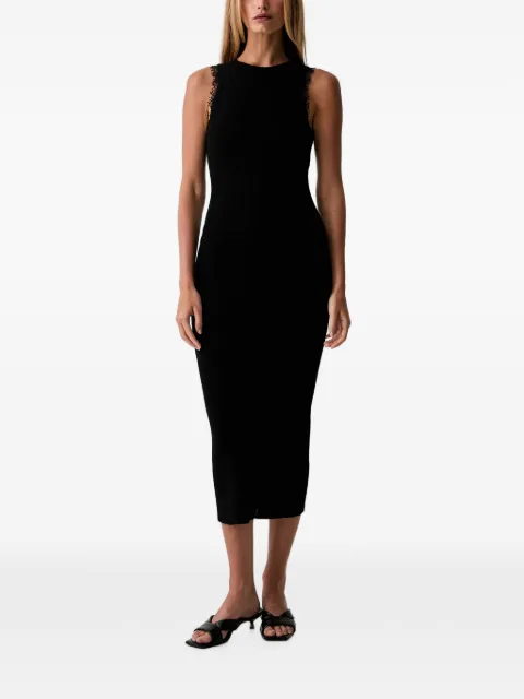 TWINSET midi lace-trim ribbed-knit dress Black 262TP3393