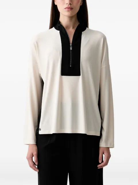 Joseph Ribkoff two-tone zip-up blouse Neutrals 263606