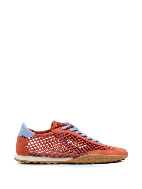 Hoff Bridge Fishnet suede-panelled mesh sneakers Orange 22661004