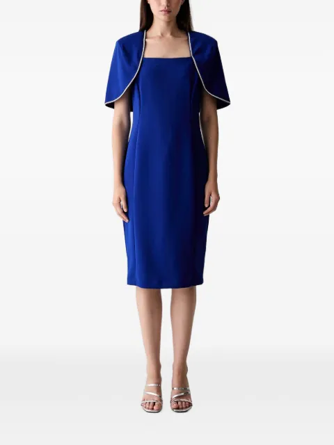 Joseph Ribkoff midi crystal-embellished cape-overlay dress Blue 253724