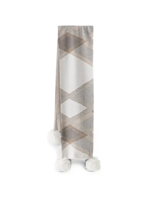 Joseph Ribkoff geometric-pattern pompom scarf Neutrals 263981