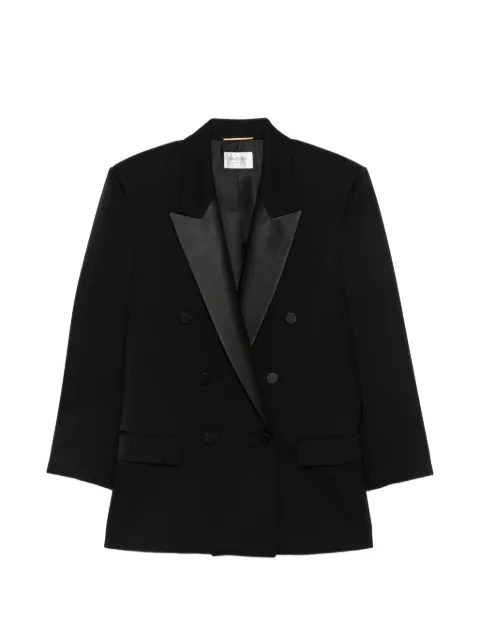 Saint Laurent double-breasted peak-lapels blazer Black A003I9Y7E63