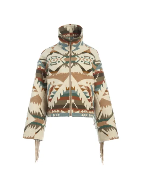 Lindsey Thornburg Archer fringed geometric-pattern jacket Neutrals WFCANN
