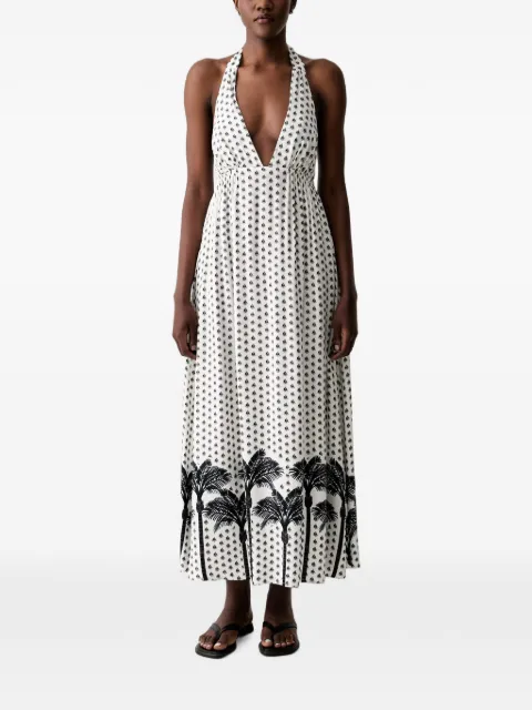 Marc O'Polo palm-print halterneck dress White 10226724
