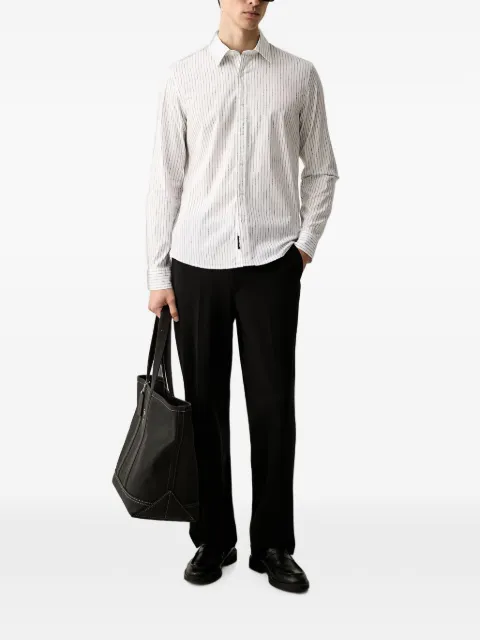 Michael Kors logo pinstripe stretch cotton shirt White CT64005LA8