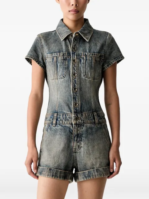 Miss Sixty patchwork-logo denim playsuit Blue 6M2JJ41700