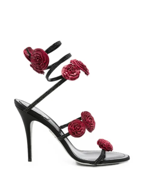 René Caovilla floral-embellished wrap-around sandals Black C12930100R001
