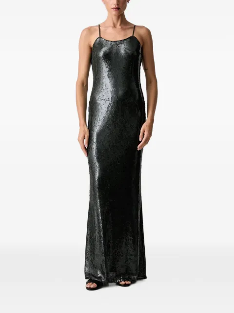 Patrizia Pepe sequin-embellished spaghetti-strap maxi dress Grey 8A0434J326