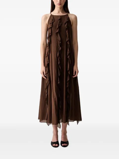 VICOLO ruffle-trim midi dress Brown TAB2020
