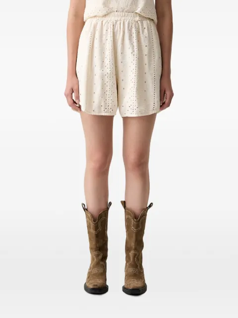 VICOLO broderie-anglaise elasticated-waist shorts Neutrals TAB2123