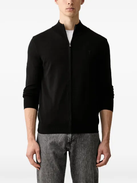 Trussardi zip-up embroidered-logo cardigan Black M0188000085N