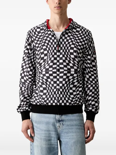 Sprayground checkerboard-print zip-up hooded jacket Black SP153