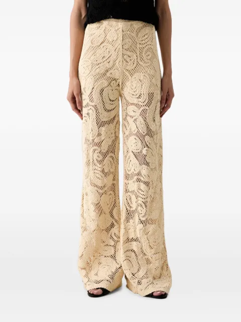 Benetton crochet-knit wide-leg trousers Neutrals 1H6GDF016