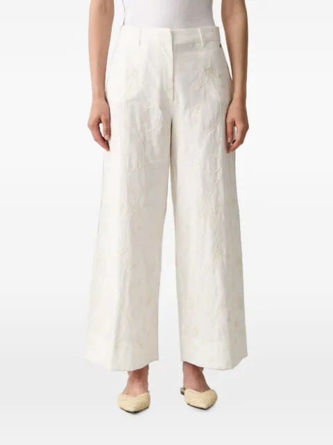 Pedro Del Hierro floral-embroidered wide-leg trousers White 7603696