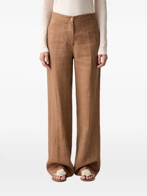 VICOLO pressed-crease wide-leg trousers Brown TAB0433
