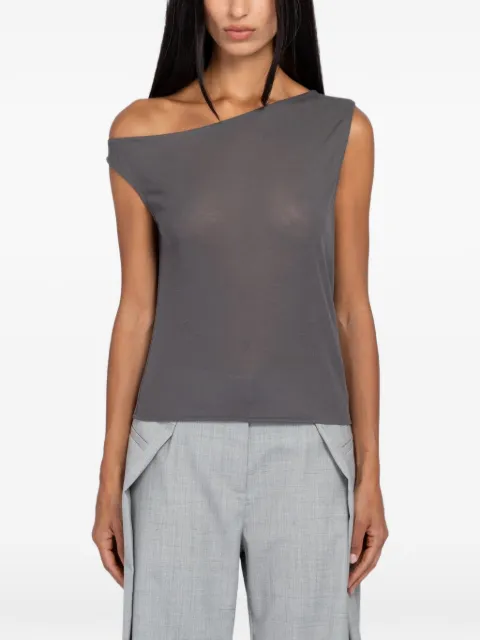 St. Agni asymmetrical fine-jersey top Grey S2621136SOT