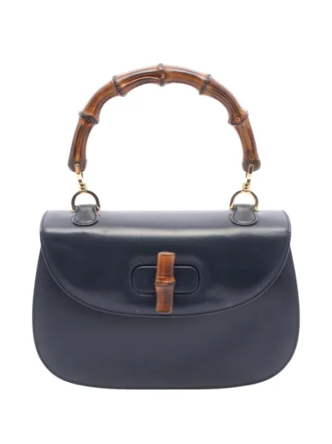 Gucci Pre-Owned 20th Century Calfskin Bamboo Night satchel Blue 42BBHZXCS5NF1EP6