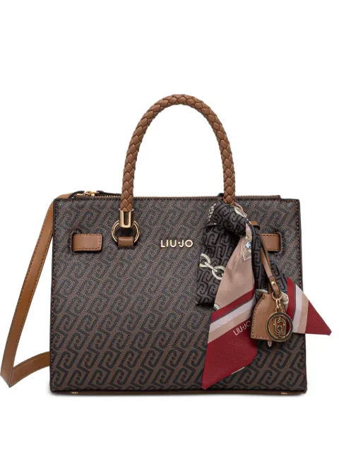 LIU JO monogram-pattern scarf-detail tote bag Brown AF6069E1137