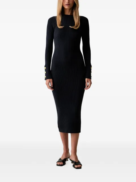 TWINSET midi ribbed-knit button-cuff dress Black 262TP3400