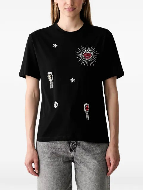 LIU JO crystal-embellished heart-motif T-shirt Black WF6324J0088