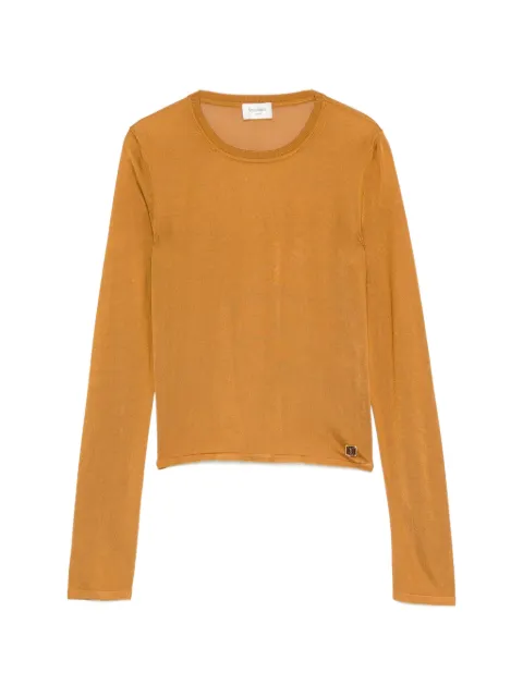 Saint Laurent Cassandre sheer top in knit Brown A001CJY76MP